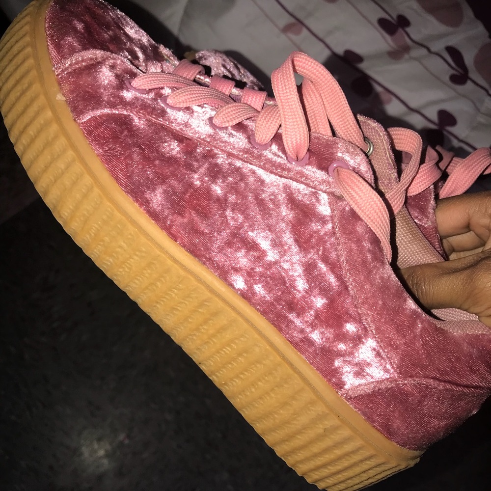 Cute platform velvet sneakers